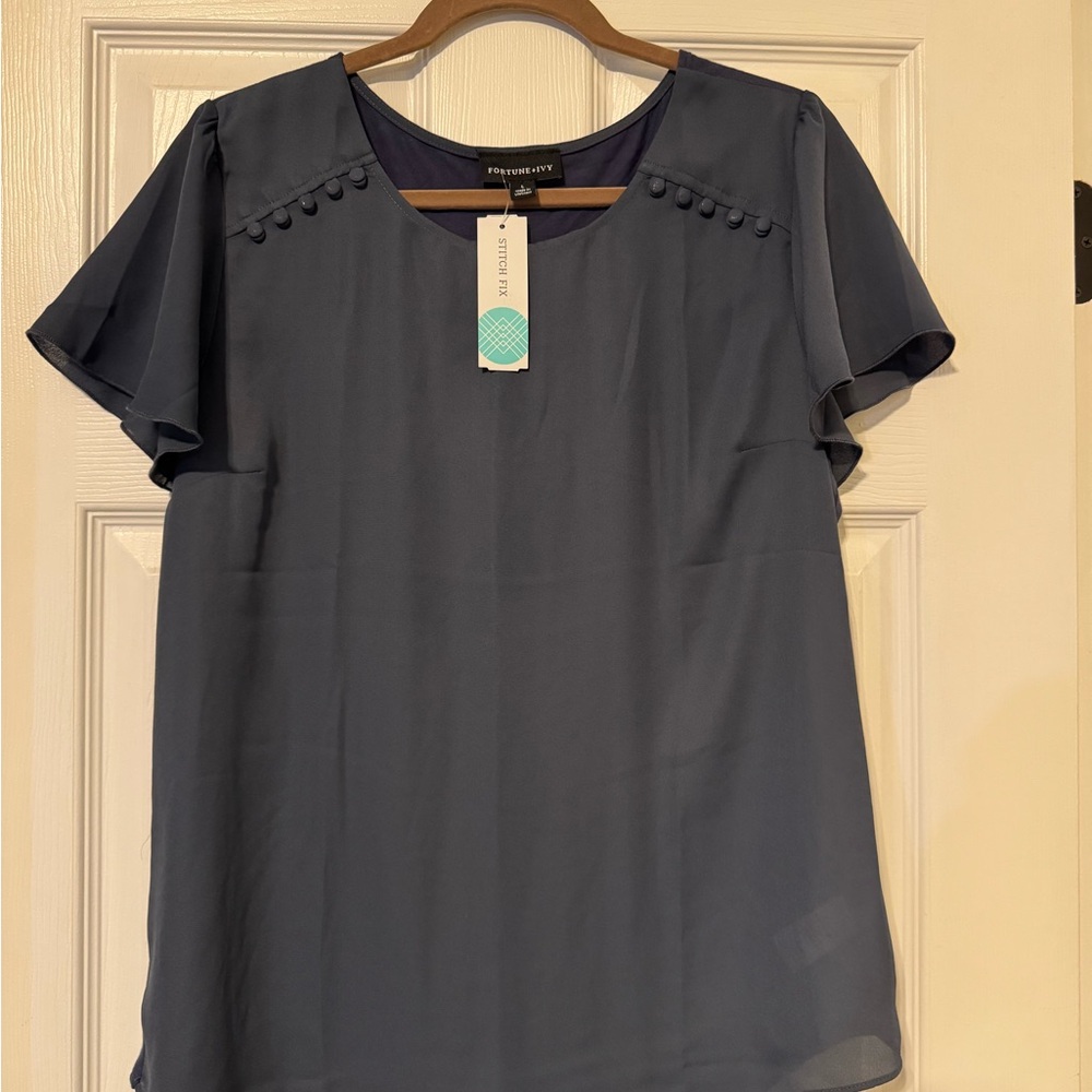 Stylish Navy Blouse by Fortune & Ivy